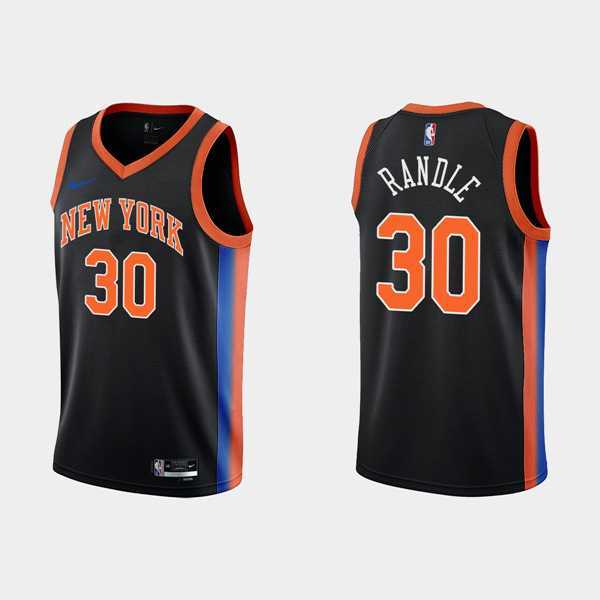 Mens New York Knicks #30 Julius Randle Black City Edition Stitched Basketball Jersey Dzhi